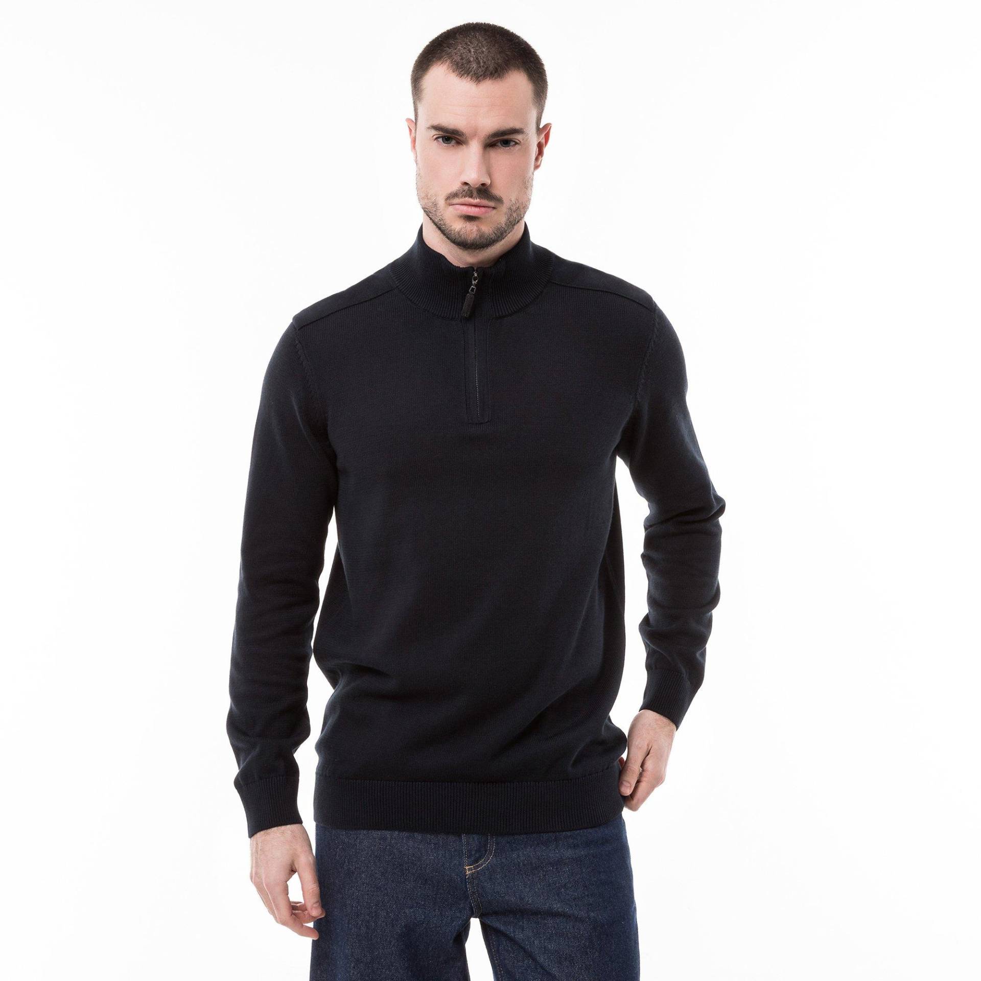 Pullover, Stehkragen, Half-zip Herren Marine L von Manor Man