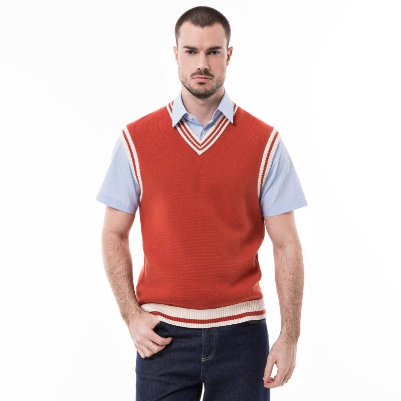 Pullover, V-neck Herren Orange M von Manor Man