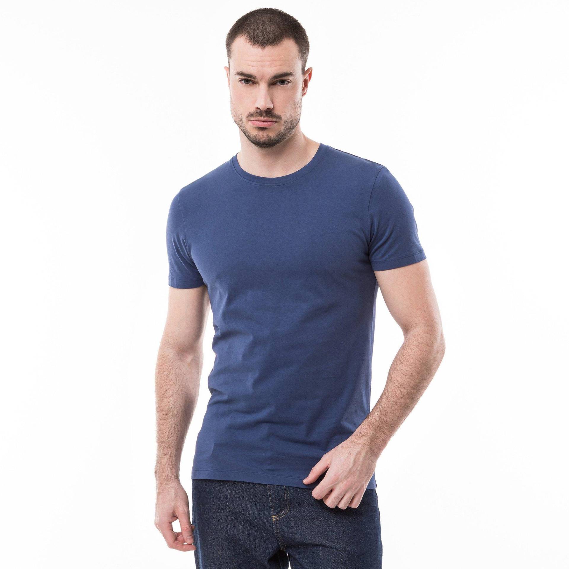 T-shirt, Rundhals, Kurzarm Herren Blau S von Manor Man