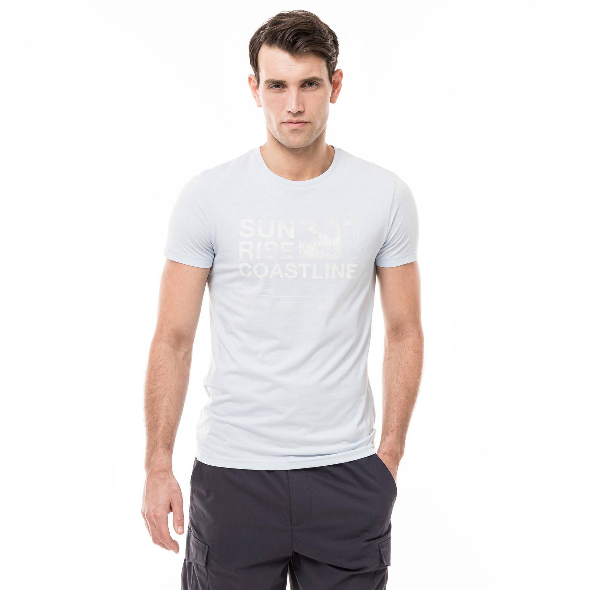 T-shirt, Rundhals, Kurzarm Herren Hellblau XL von Manor Man