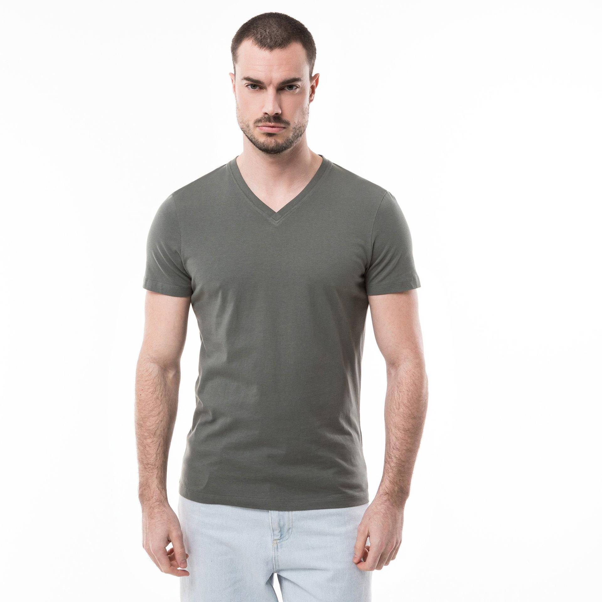 T-shirt, V-neck, Kurzarm Herren Lindengrün XXL von Manor Man