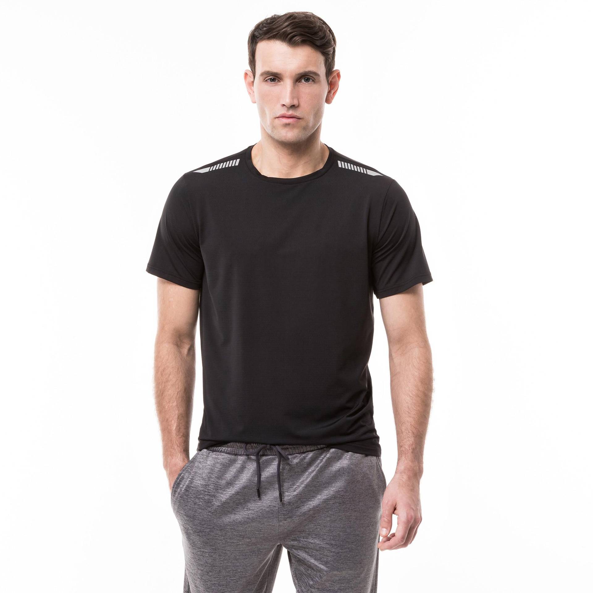 T-shirt, Rundhals, Kurzarm Herren Black XL von Manor Sport