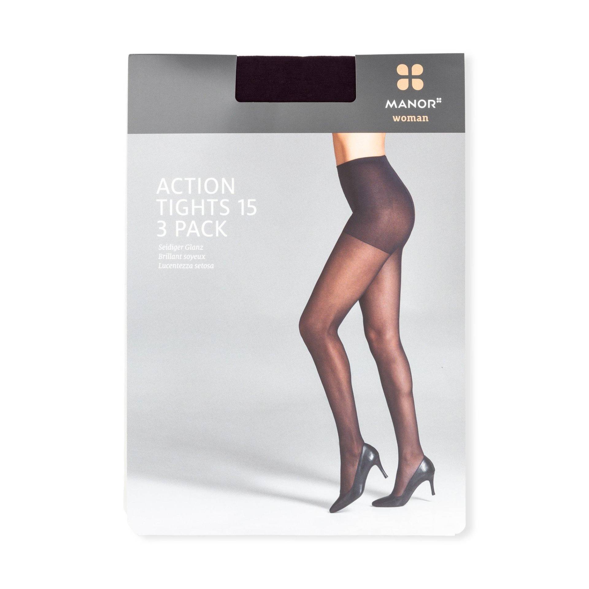 Strumpfhosen, 15 Den 3 Pack Damen Black I-II von Manor Woman