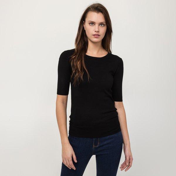 Pullover, Rundhals, Kurzarm Damen Black M von Manor Woman