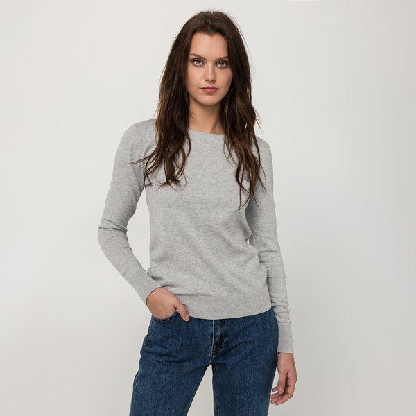 Pullover, Rundhals, Langarm Damen Grau Melange L von Manor Woman