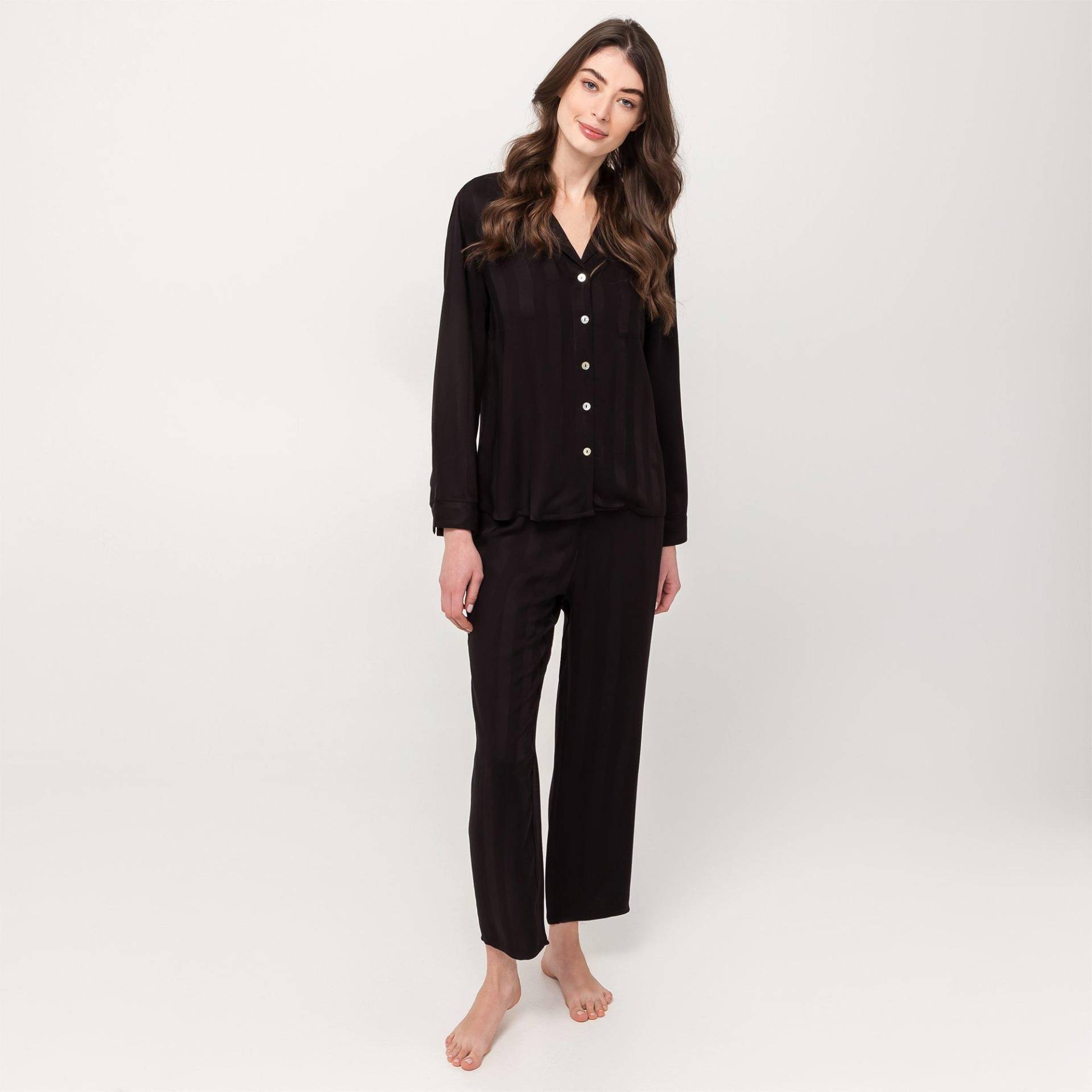 Pyjama Oberteil, Langarm Damen Black XS von Manor Woman