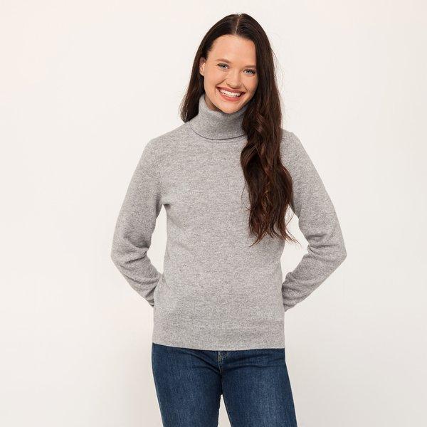 Pullover, Rollkragen, Langarm Damen Grau Melange XS von Manor Woman