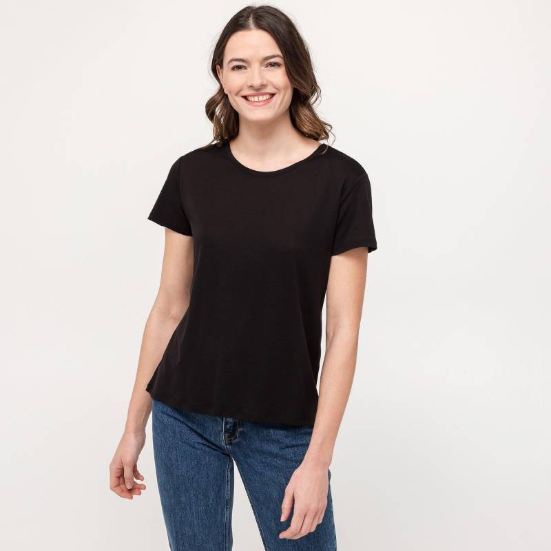 T-shirt, Rundhals, Kurzarm Damen Black XS von Manor Woman