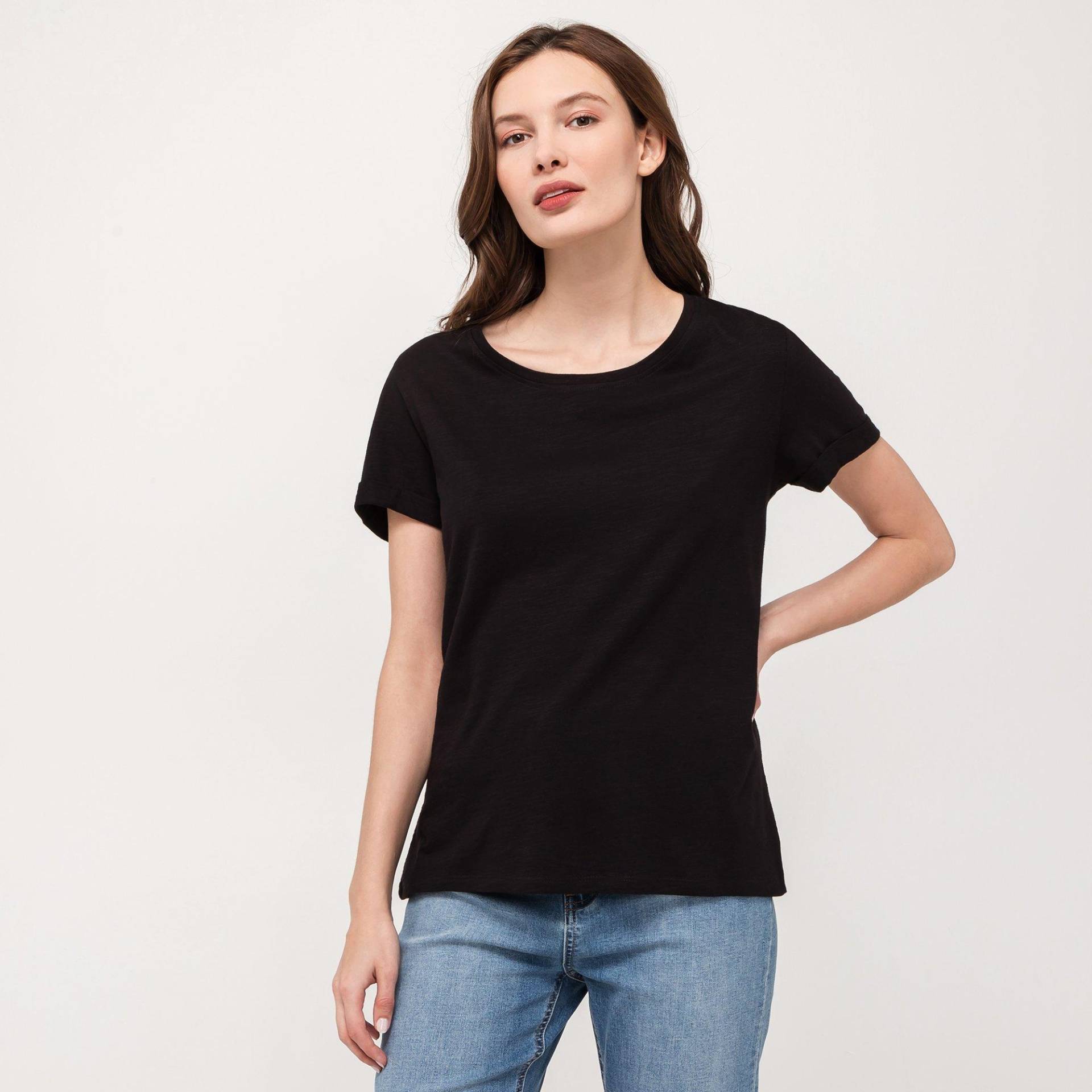 T-shirt, Rundhals, Kurzarm Damen Black XL von Manor Woman