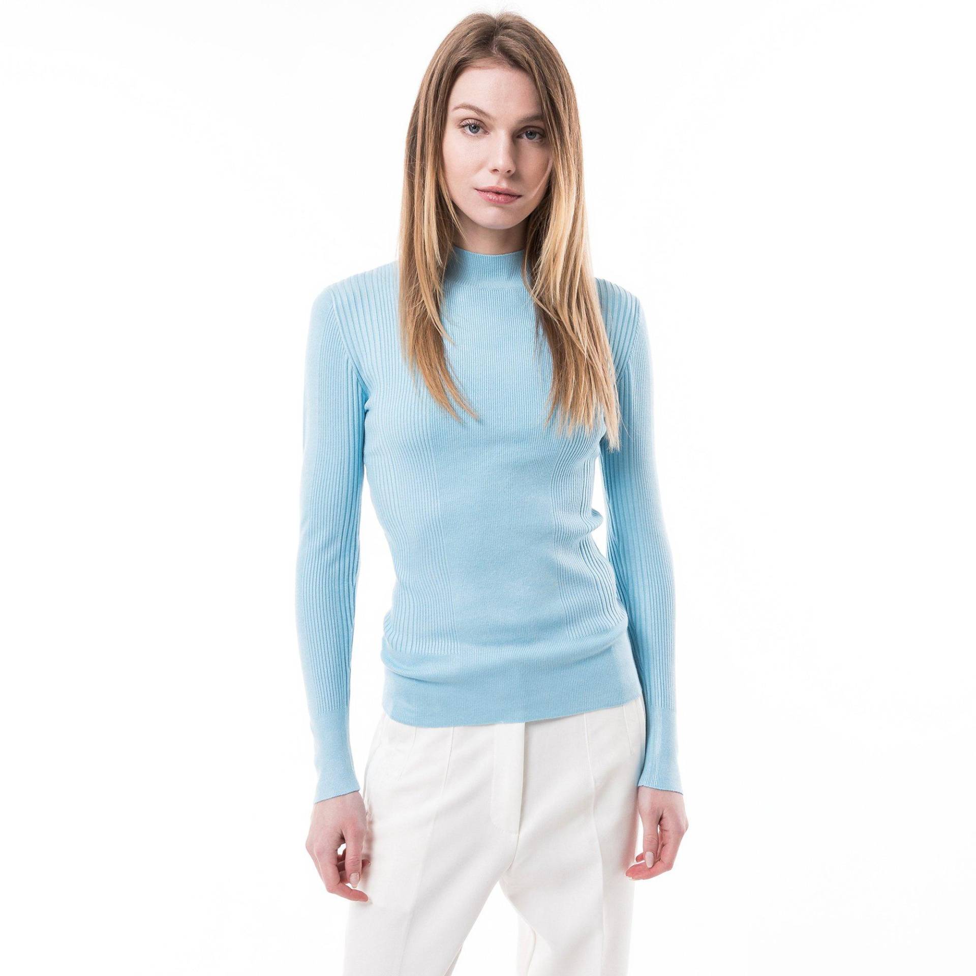 Pullover, Stehkragen Damen Himmelblau XS von Manor Woman