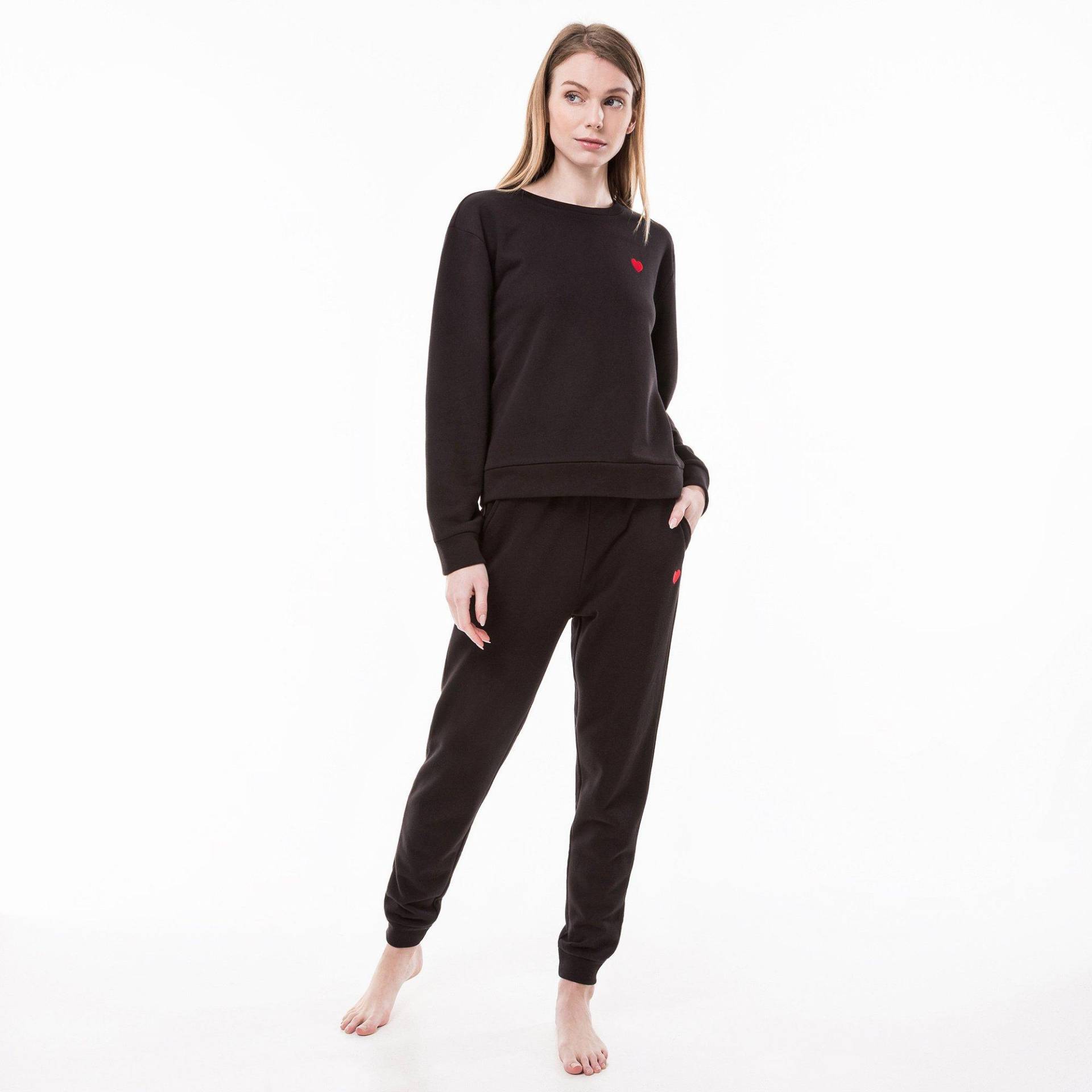 Pyjama Oberteil, Langarm Damen Black XS von Manor Woman