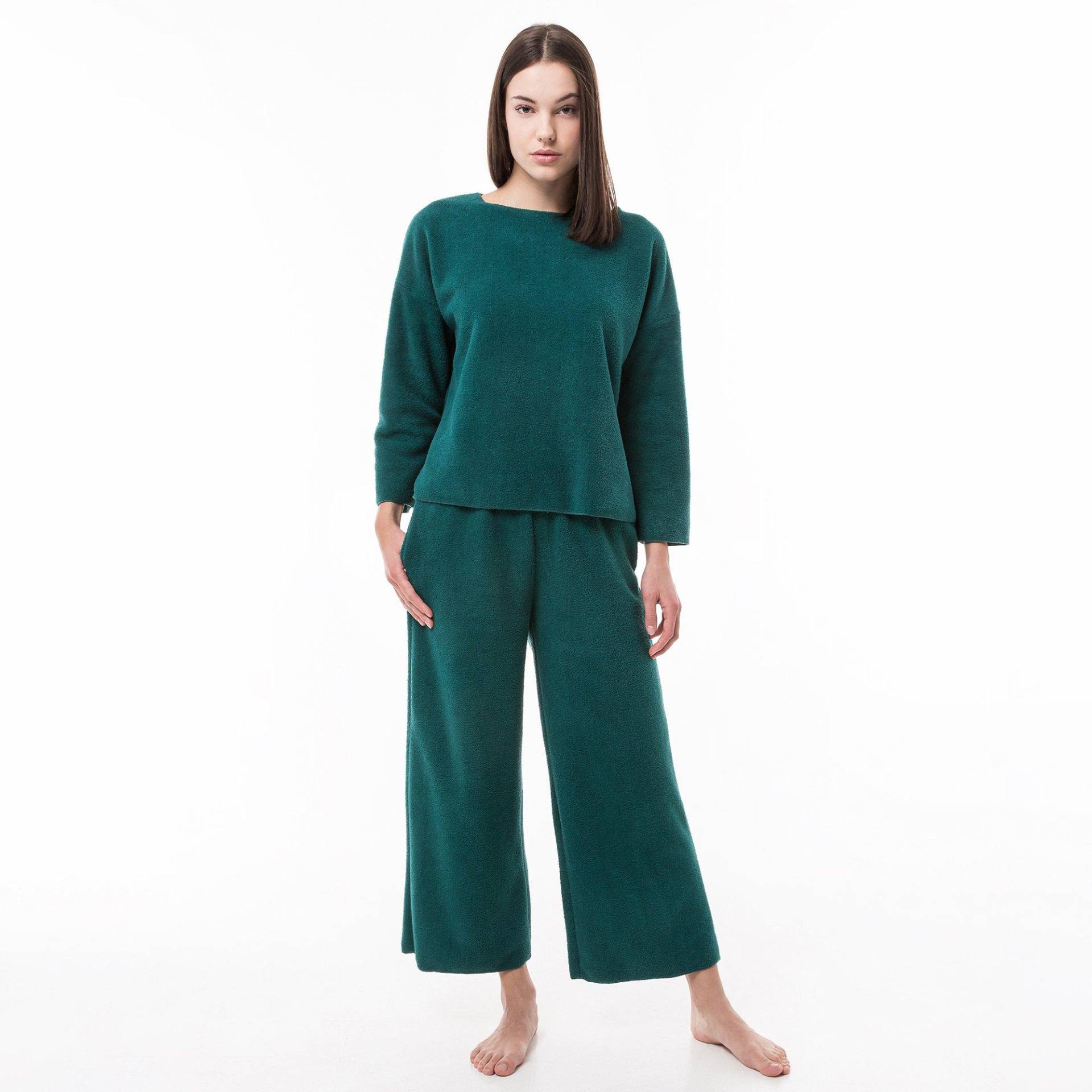 Pyjama Oberteil, Langarm Damen Dunkelgrün XS von Manor Woman