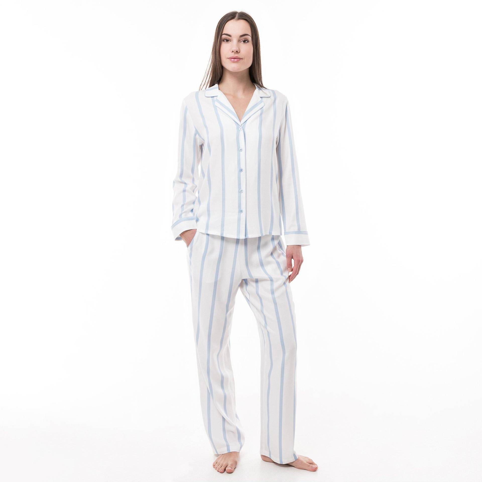 Pyjama-set Lang, Langarm Damen Hellblau M von Manor Woman