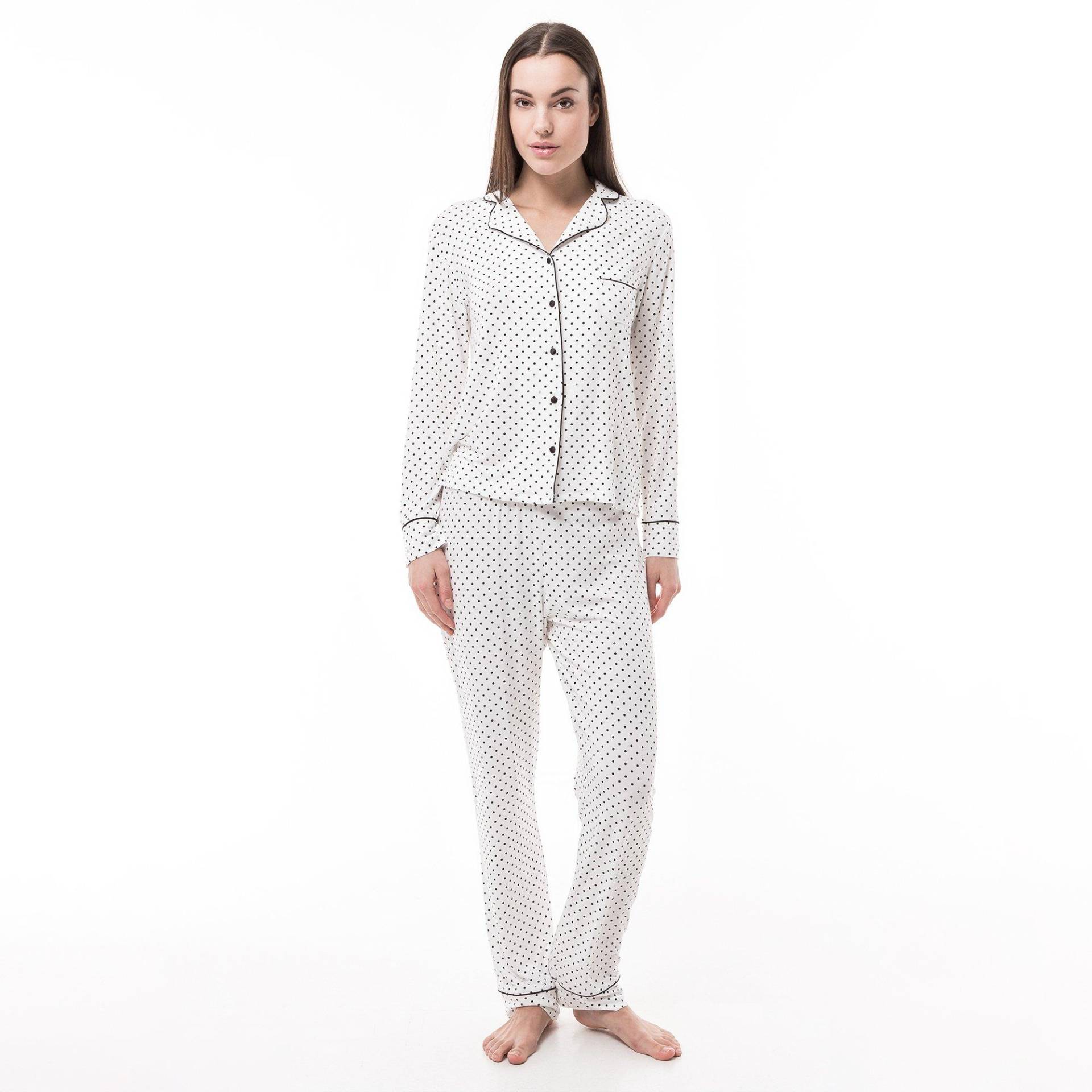 Pyjama-set Lang, Langarm Damen Weiss L von Manor Woman