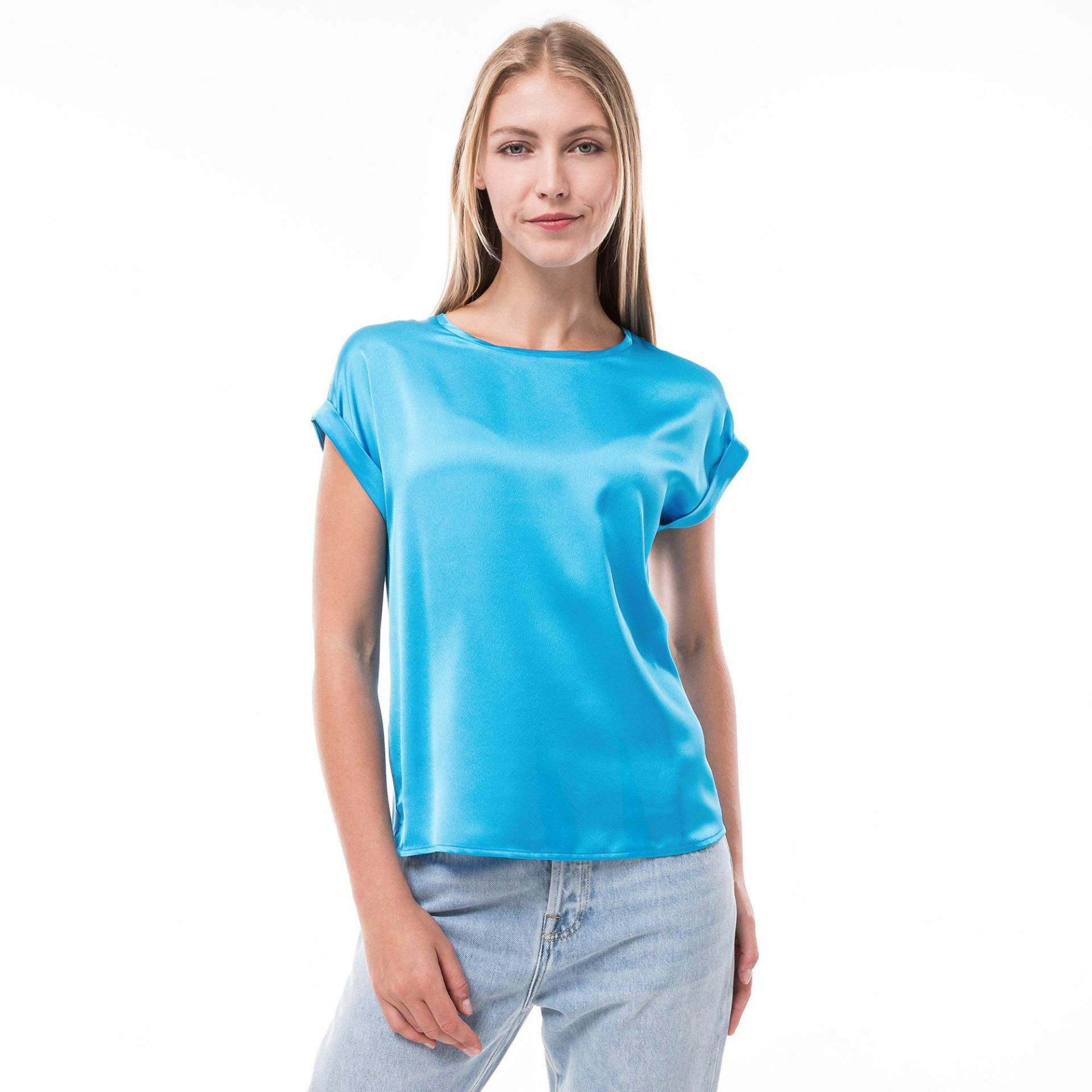 T-shirt, Rundhals, Kurzarm Damen Azurblau S von Manor Woman