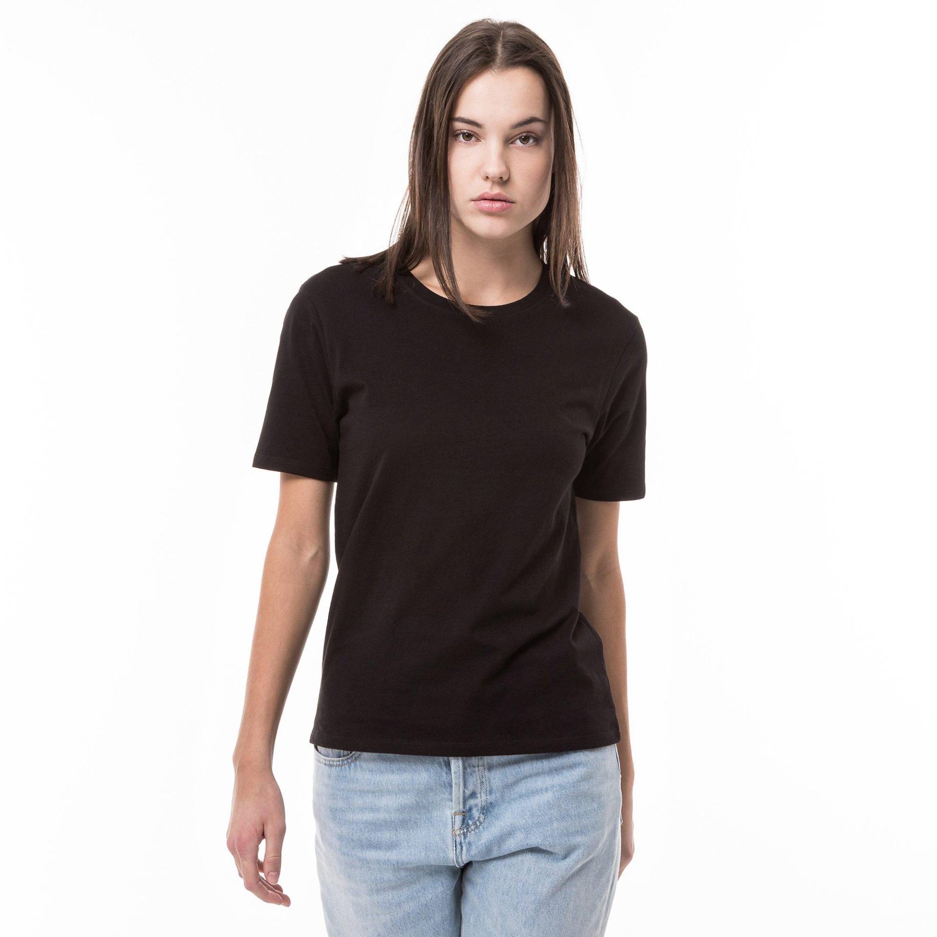 T-shirt, Rundhals, Kurzarm Damen Black L von Manor Woman