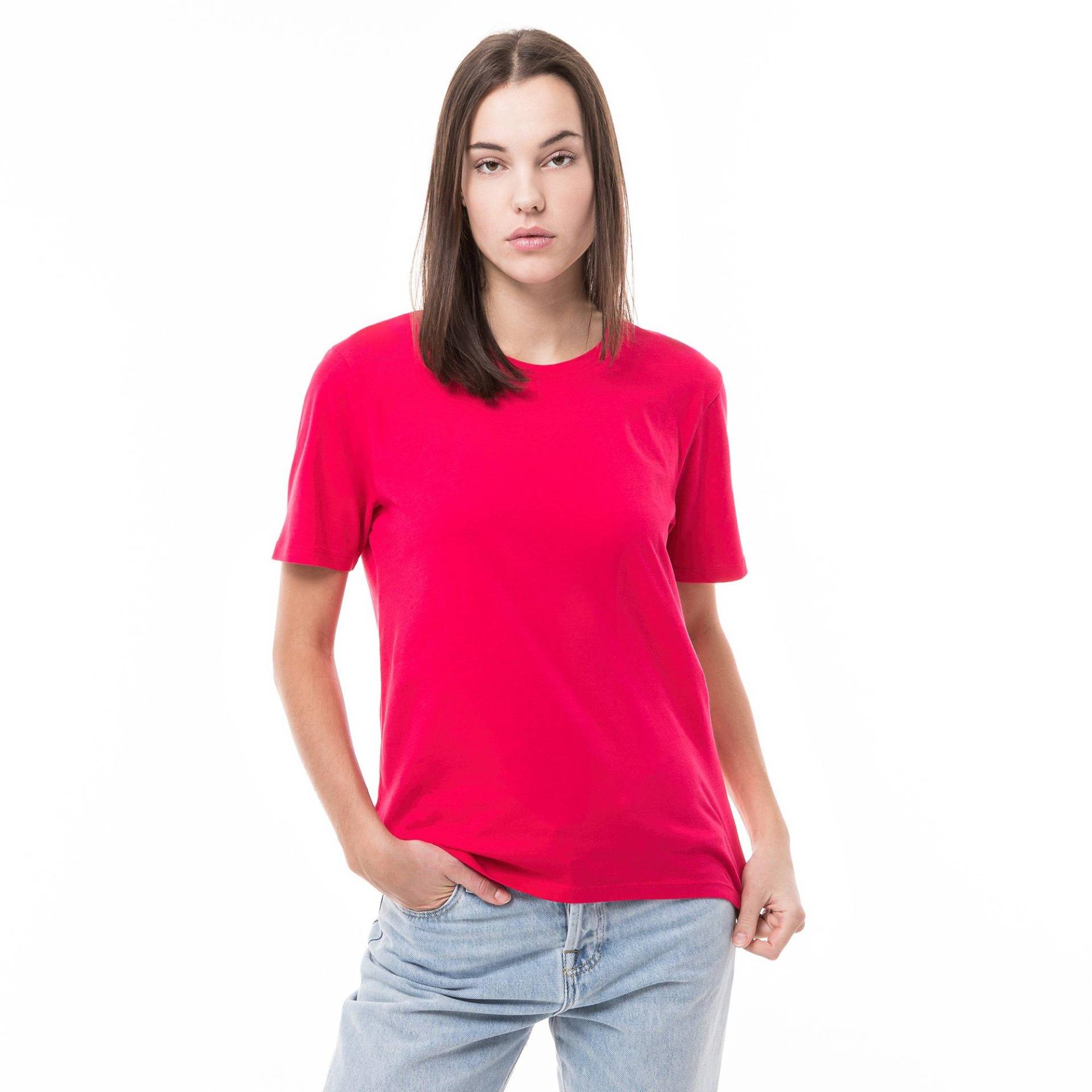 T-shirt, Rundhals, Kurzarm Damen Fuchsia S von Manor Woman