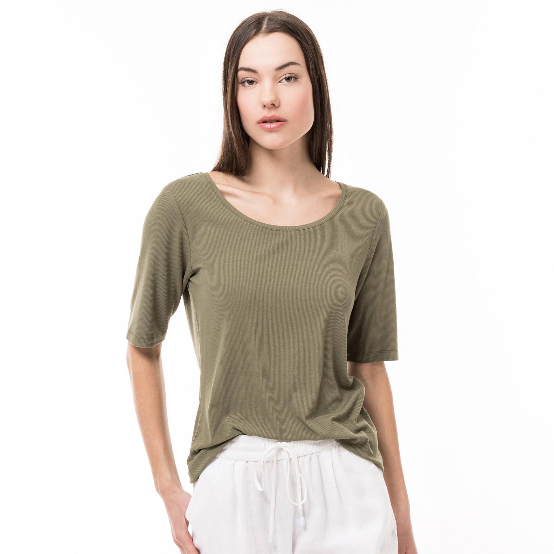 T-shirt, Rundhals, Kurzarm Damen Militärgrün L von Manor Woman