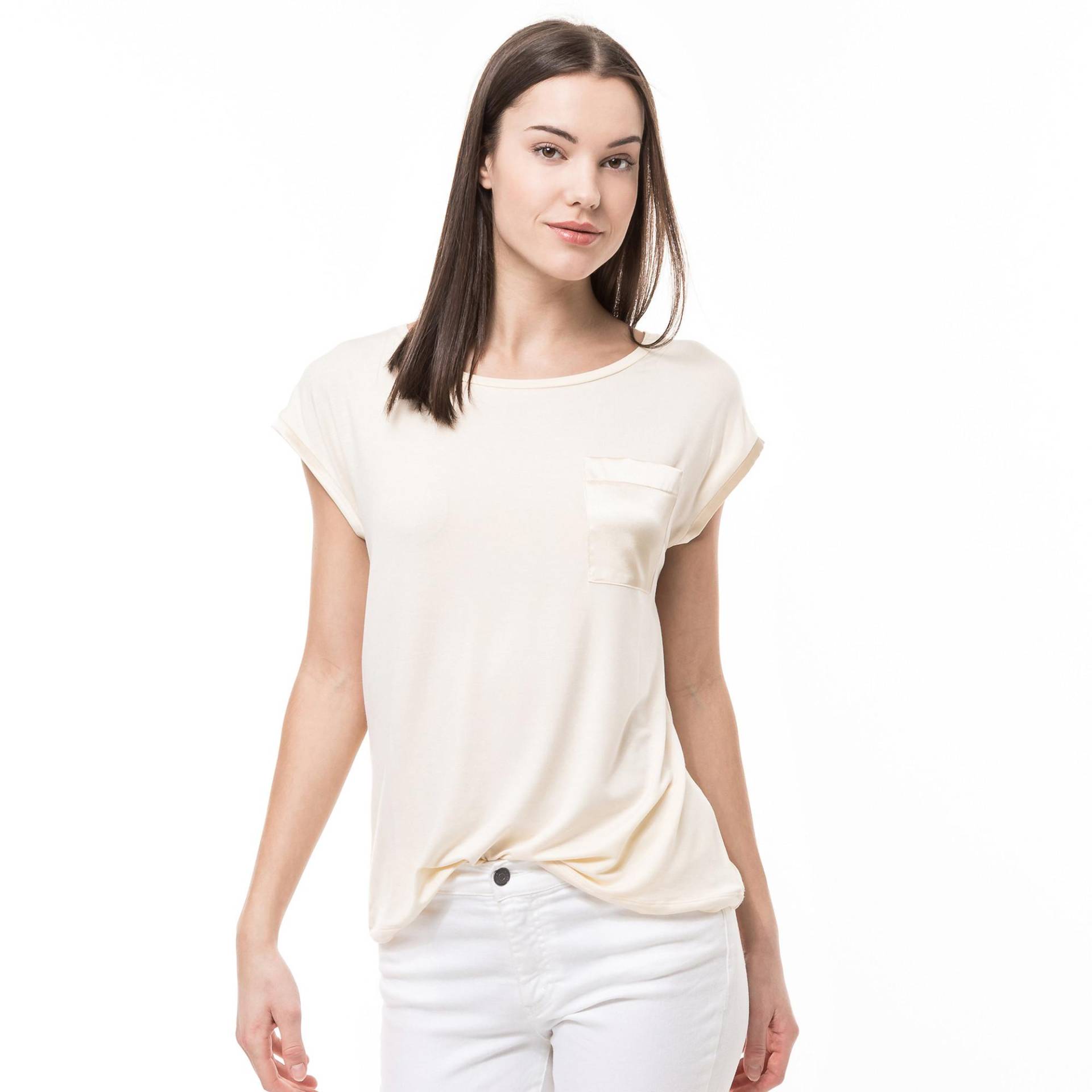 T-shirt, Rundhals, Kurzarm Damen Vanilla XS von Manor Woman