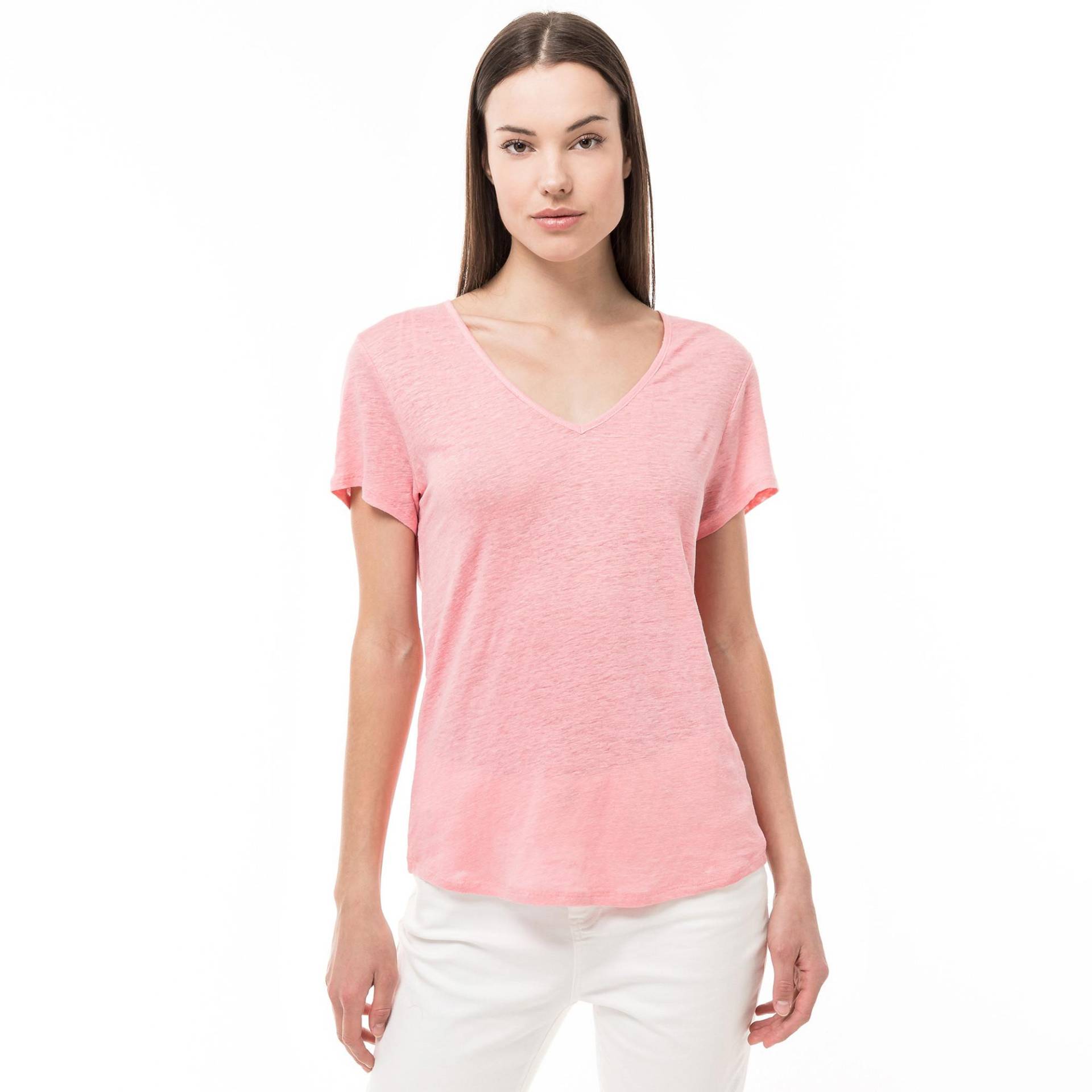 T-shirt, V-neck, Kurzarm Damen Rosa L von Manor Woman