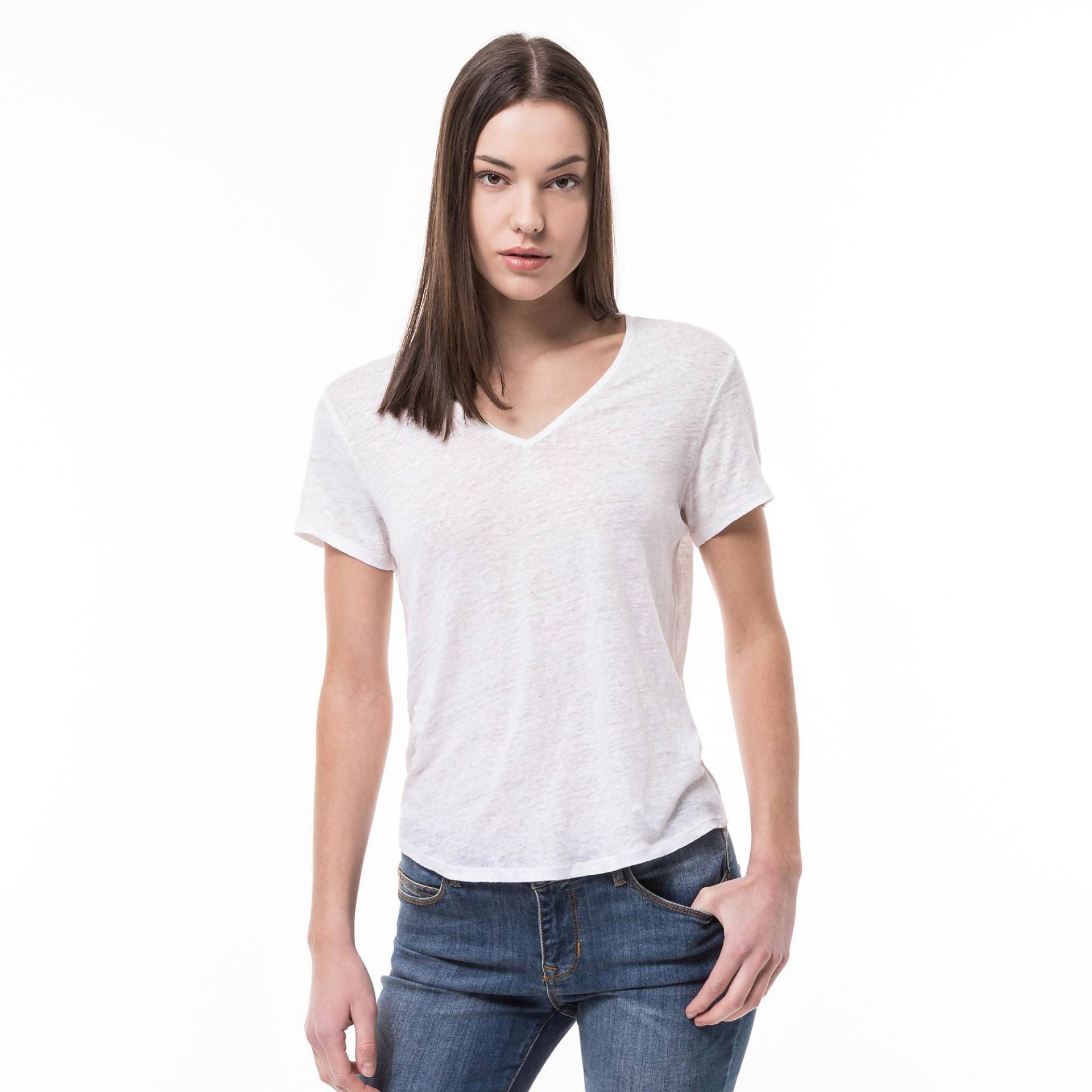 T-shirt, V-neck, Kurzarm Damen Weiss XS von Manor Woman