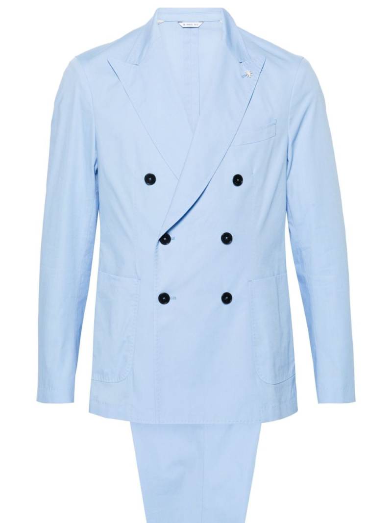 Manuel Ritz brooch-detail double-breasted suit - Blue von Manuel Ritz