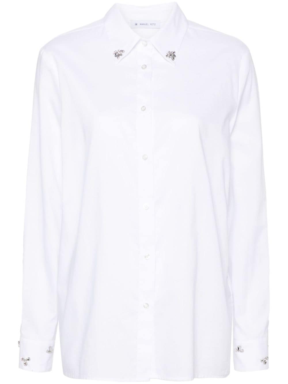 Manuel Ritz rhinestone-embellished cotton shirt - White von Manuel Ritz