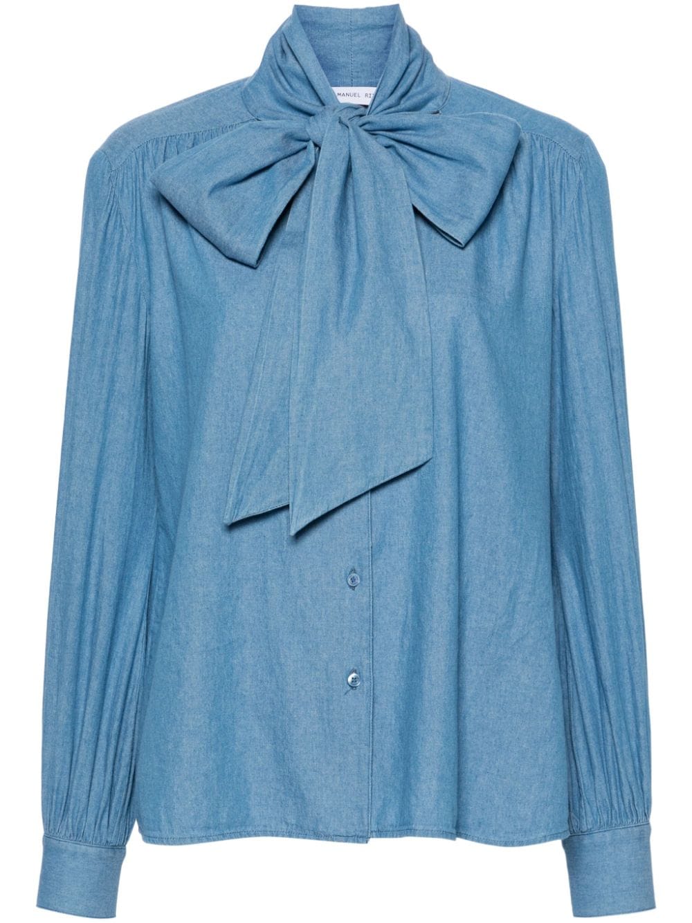 Manuel Ritz scarf-collar button-up shirt - Blue