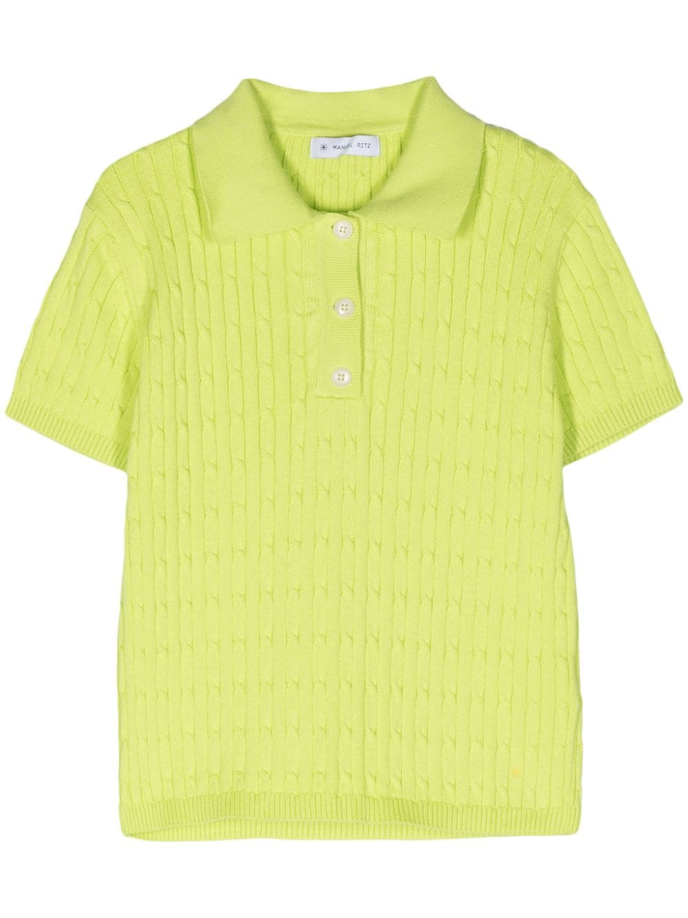 Manuel Ritz short-sleeve cable-knit polo shirt - Green von Manuel Ritz
