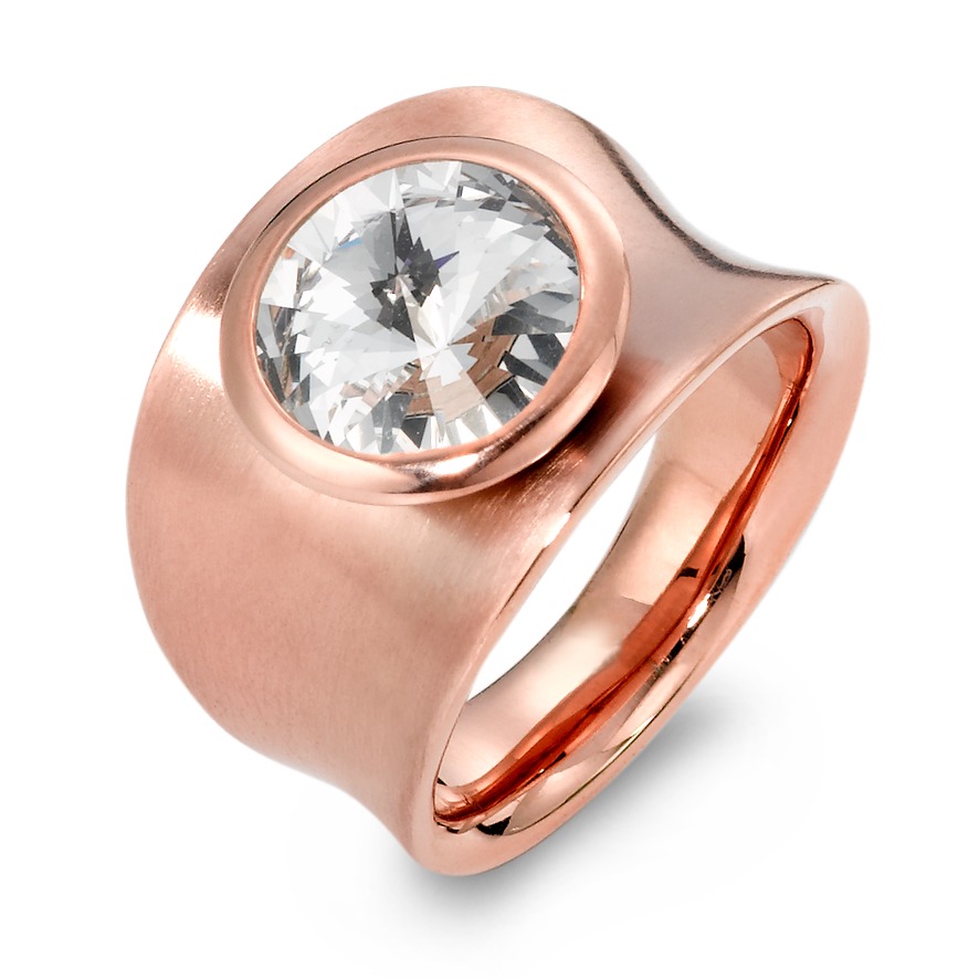 Manuela Carl Damen Fingerring Edelstahl Zirkonia weiss rosé PVD beschichtet Ø10 mm von Manuela Carl