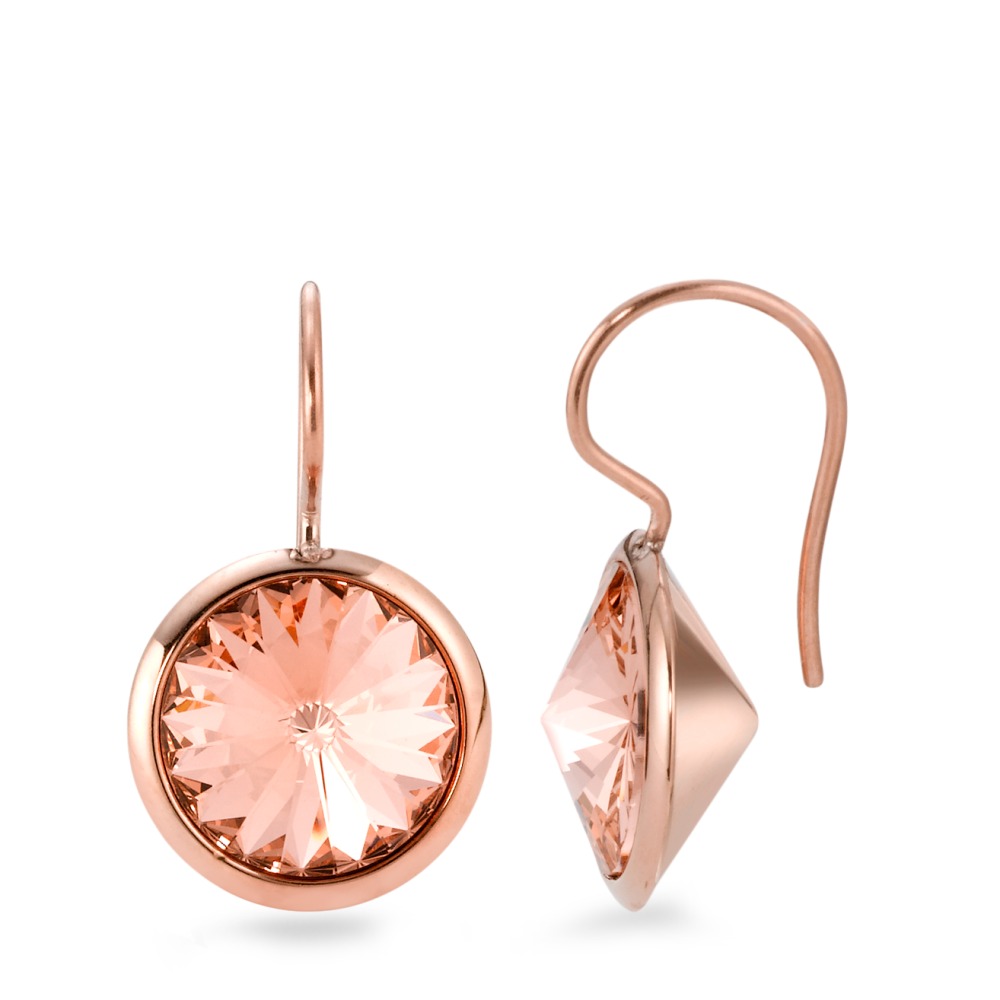 Manuela Carl Damen Ohrhänger Edelstahl Zirkonia rosa, 2 Steine rosé PVD beschichtet Ø13 mm von Manuela Carl