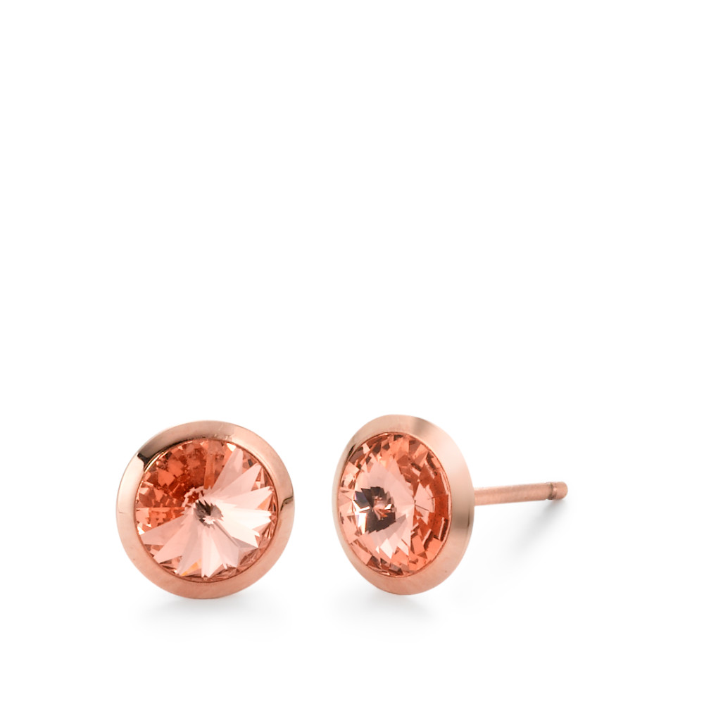 Manuela Carl Damen Ohrstecker Edelstahl Zirkonia rosa, 2 Steine rosé PVD beschichtet Ø8 mm von Manuela Carl