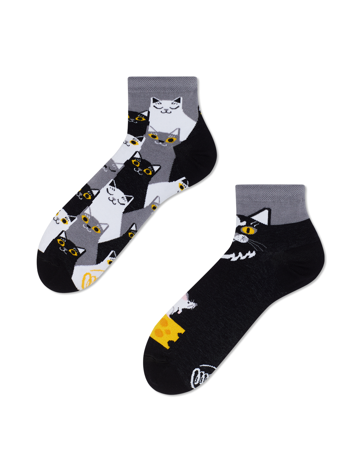 Black Cat Quartersocks - Herren Multicolor 35-38 von Many Mornings