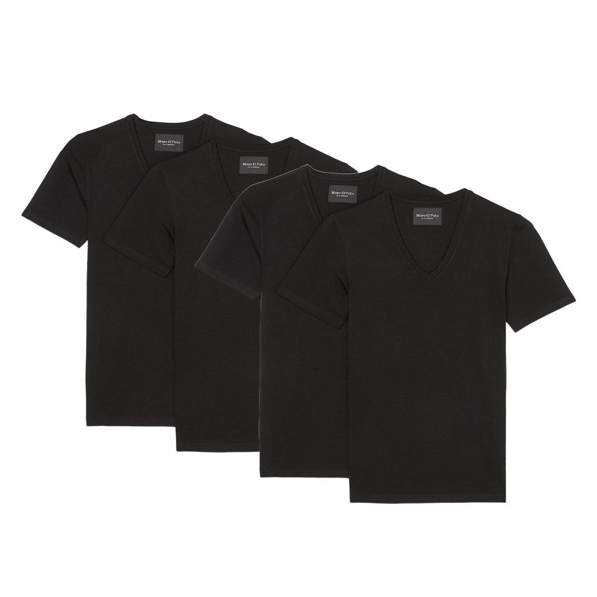 4er Pack Essentials Organic Cotton - Unterhemd Shirt Langarm Herren Schwarz 3XL von Marc O'Polo