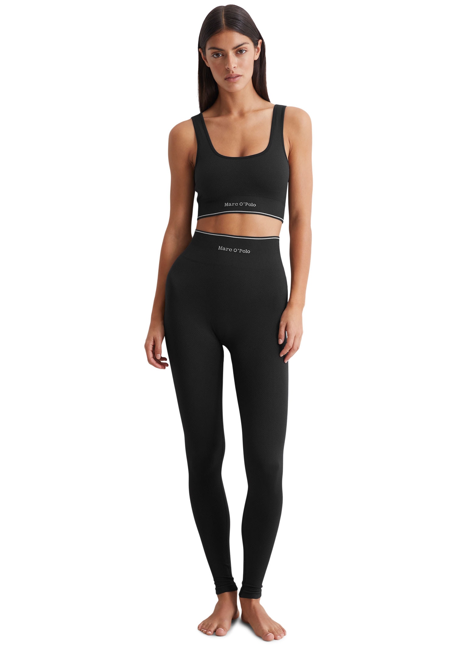 Marc O'Polo Leggings »Seamless Waffle«, mit kontrastigem Streifen und eingearbeitetem Logo von Marc O'Polo
