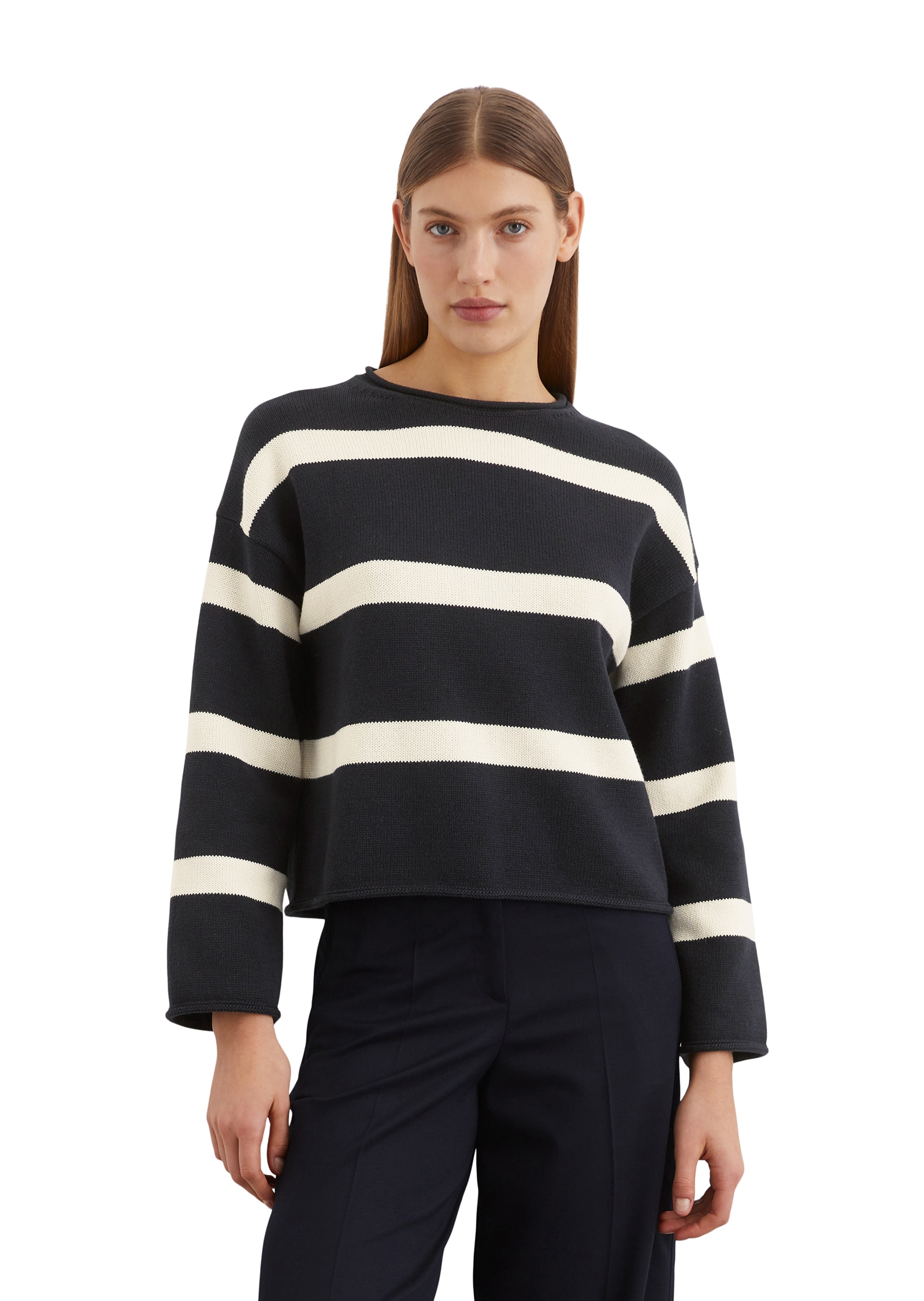 Marc O'Polo Streifenpullover, das gestreifte, leicht verkürzte Oversize-Modell Marc O'Polo Streifenpullover, das gestreifte, leicht verkürzte Oversize-Modell von Marc O'Polo