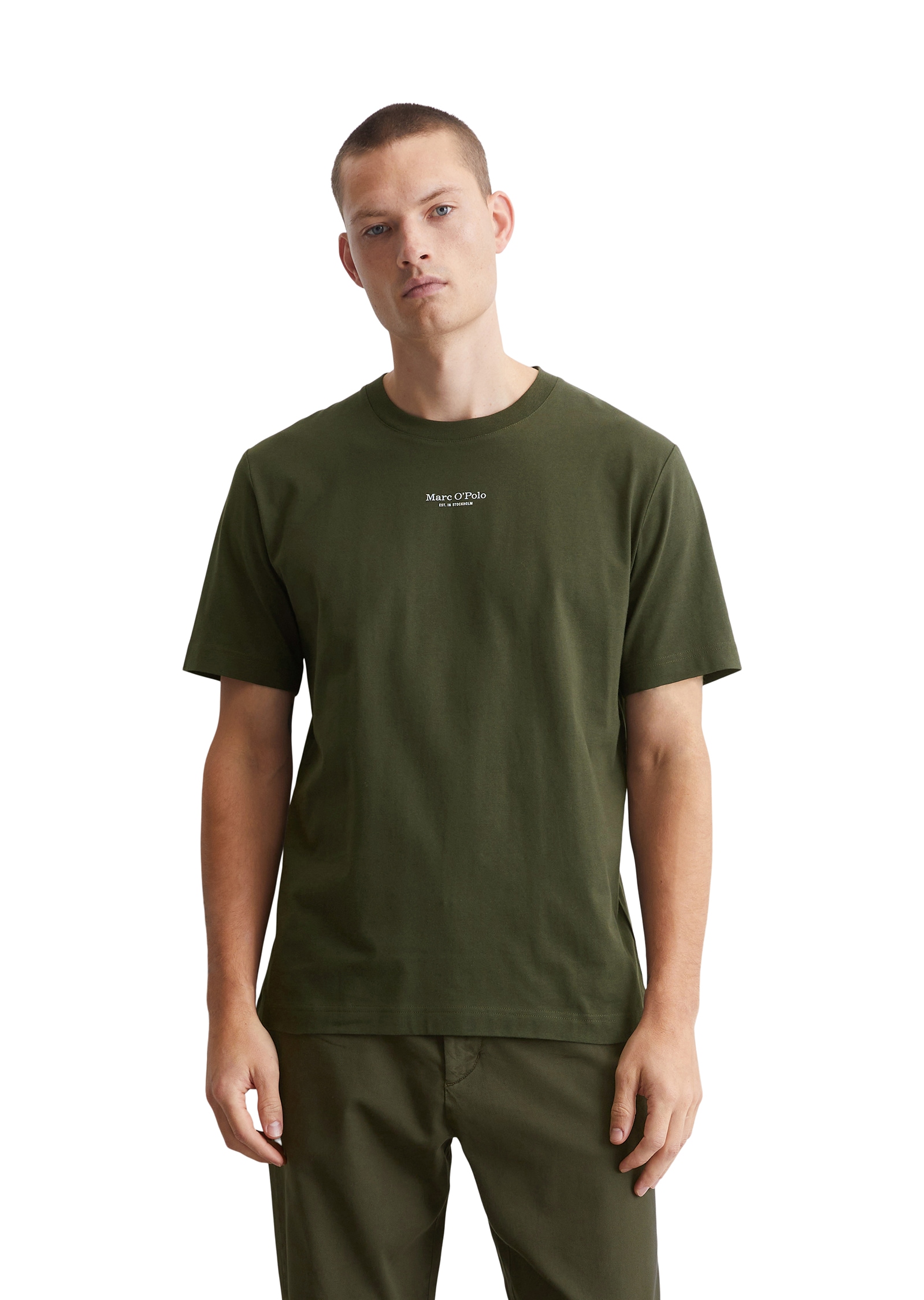 Marc O'Polo T-Shirt, ein kleines, dezentes Logo in Kontrastfarbe ziert die Brust von Marc O'Polo