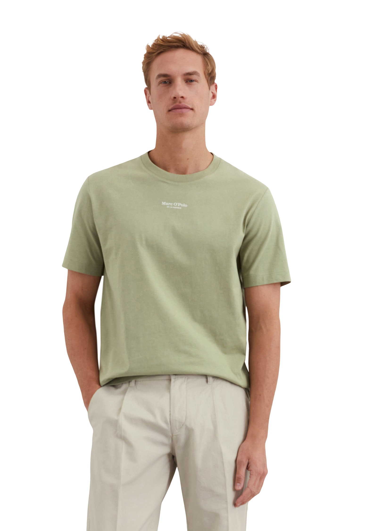 Marc O'Polo T-Shirt, ein kleines, dezentes Logo in Kontrastfarbe ziert die Brust von Marc O'Polo