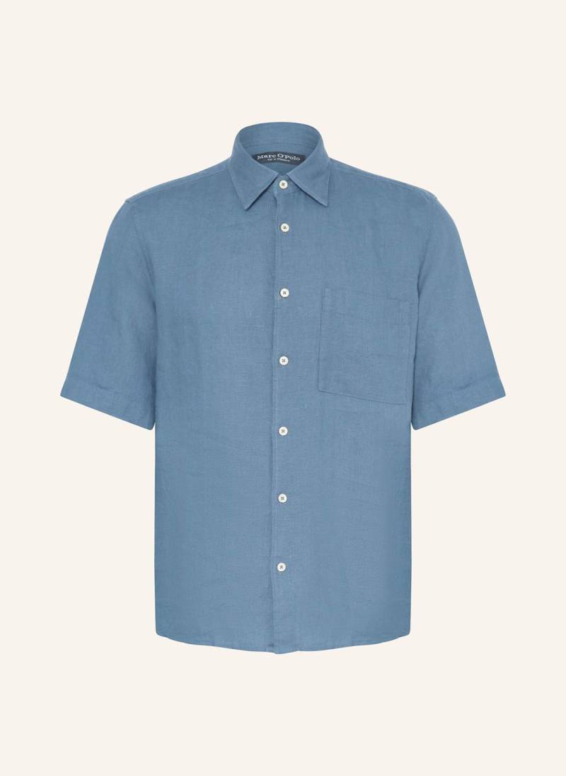 Marc O'polo Kurzarm-Hemd Regular Fit Aus Leinen blau von Marc O'Polo