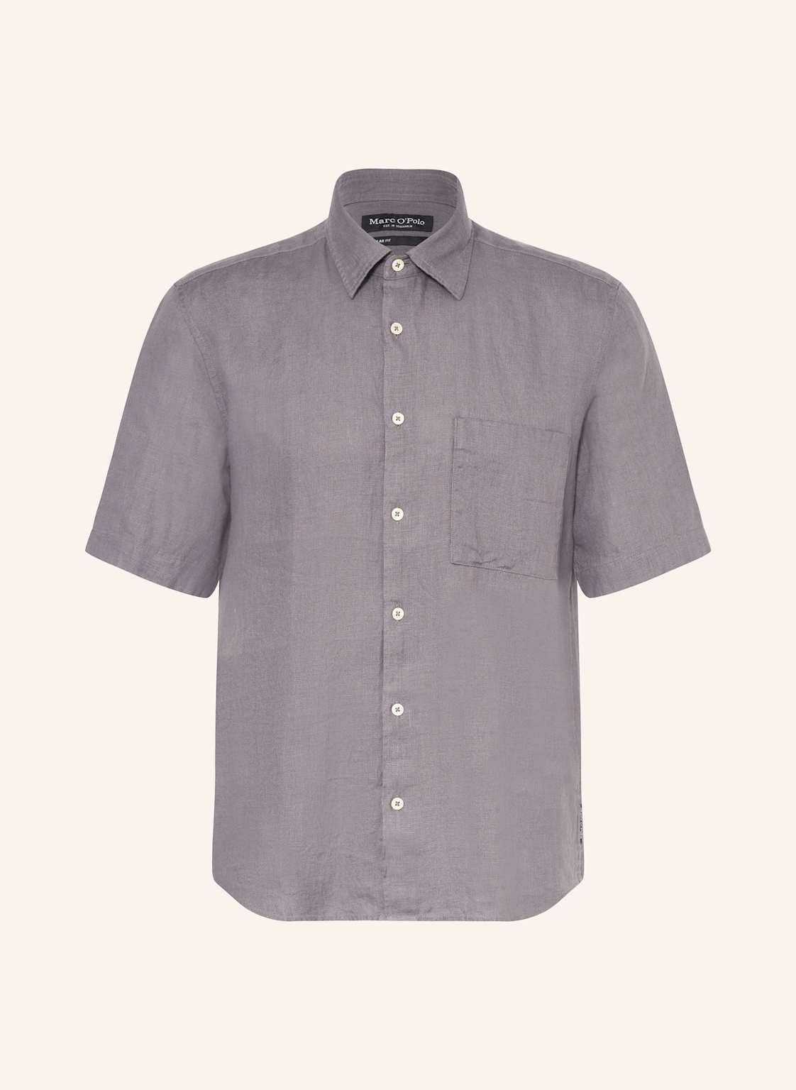 Marc O'polo Kurzarm-Hemd Regular Fit Aus Leinen grau von Marc O'Polo