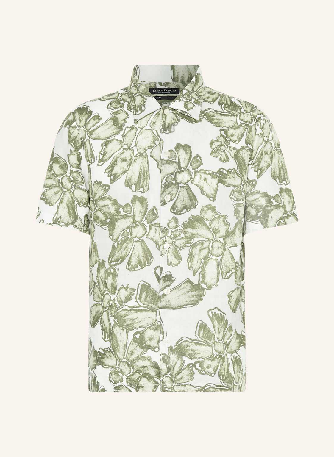 Marc O'polo Kurzarm-Hemd Regular Fit Aus Leinen gruen von Marc O'Polo