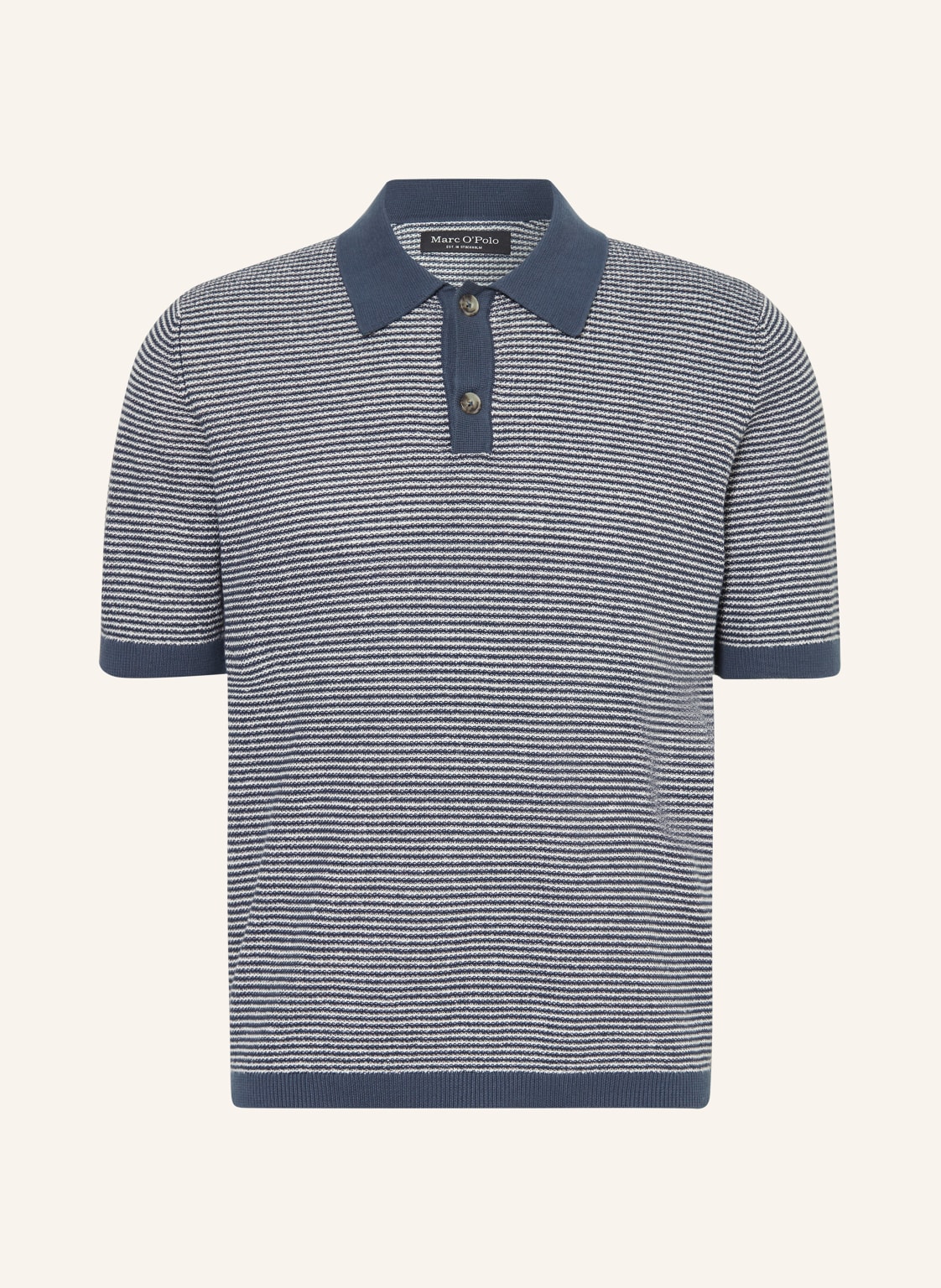 Marc O'polo Strick-Poloshirt Mit Leinen blau von Marc O'Polo