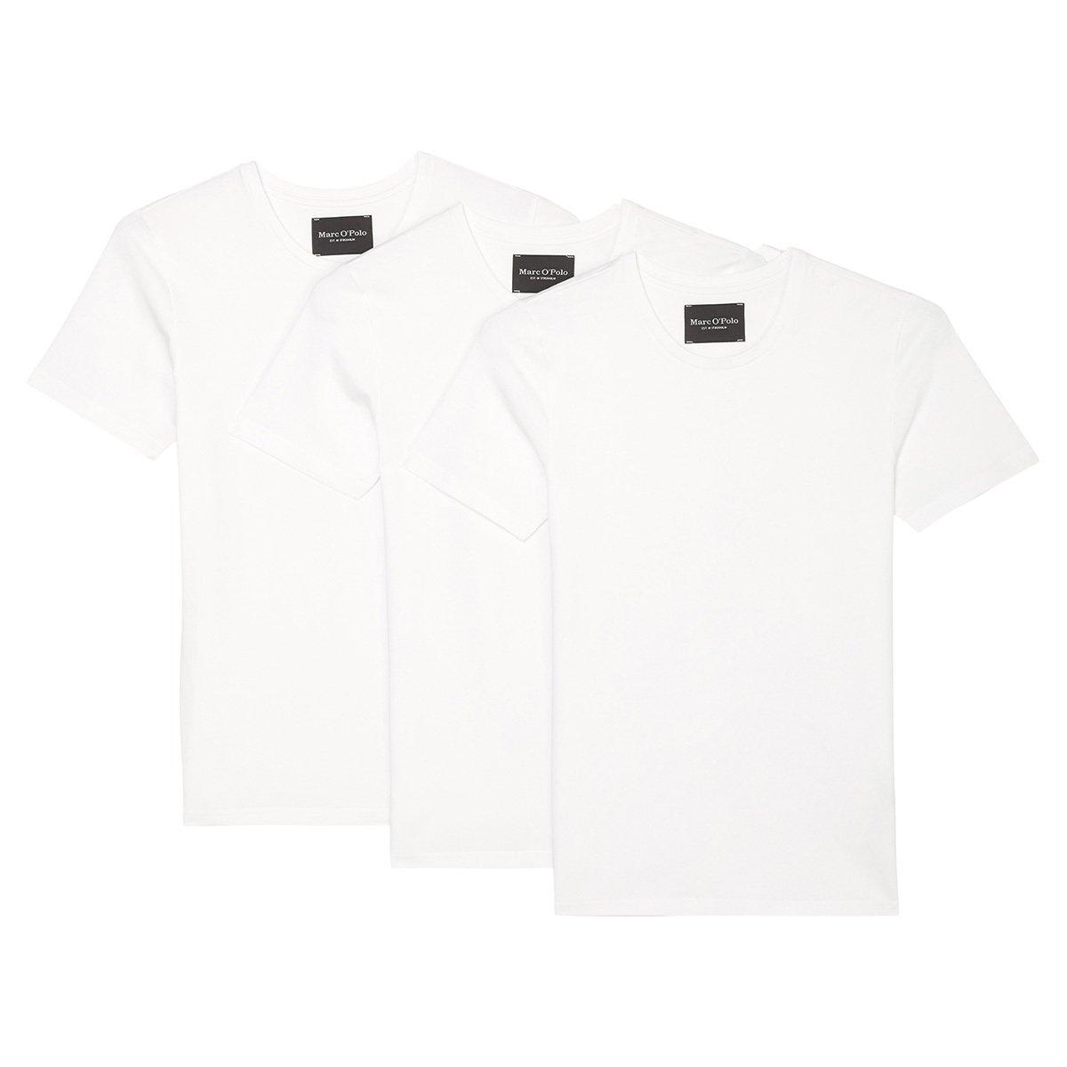 3er Pack Essentials Organic Cotton - Unterhemd Shirt Langarm Herren Weiss S von Marc O'Polo