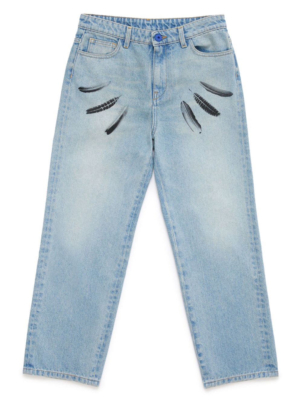 Marcelo Burlon County Of Milan Kids Wind Feathers straight jeans - Blue von Marcelo Burlon County Of Milan Kids