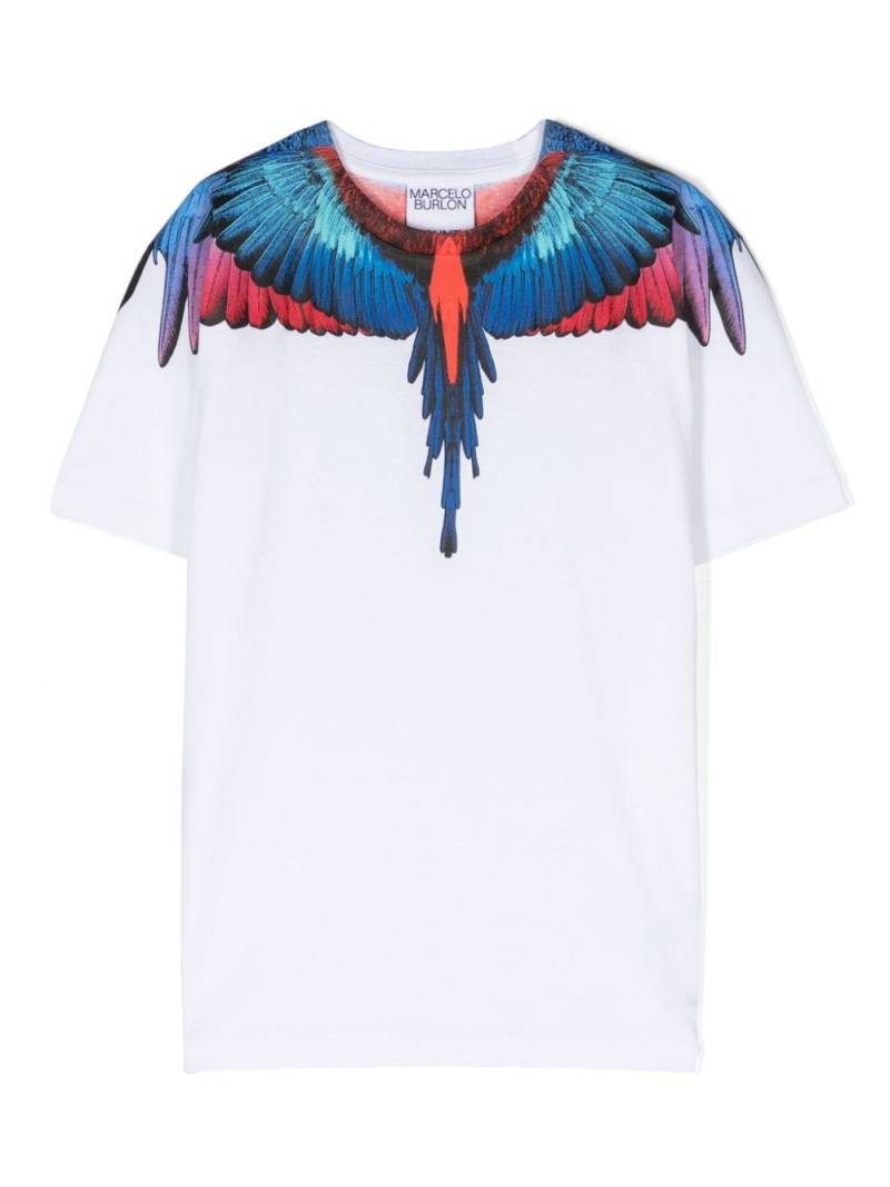 Marcelo Burlon County Of Milan Kids Wings-print organic-cotton T-shirt - White von Marcelo Burlon County Of Milan Kids