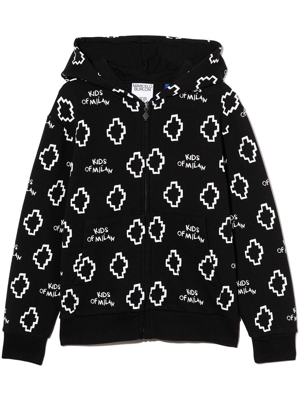 Marcelo Burlon County Of Milan Kids all-over logo-print hoodie - Black von Marcelo Burlon County Of Milan Kids