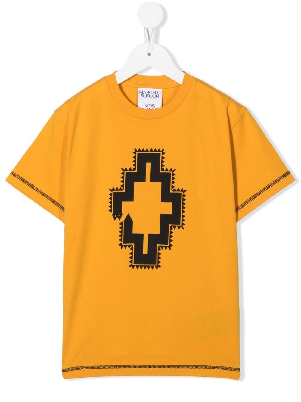 Marcelo Burlon County Of Milan Kids geometric-print cotton T-Shirt - Yellow von Marcelo Burlon County Of Milan Kids