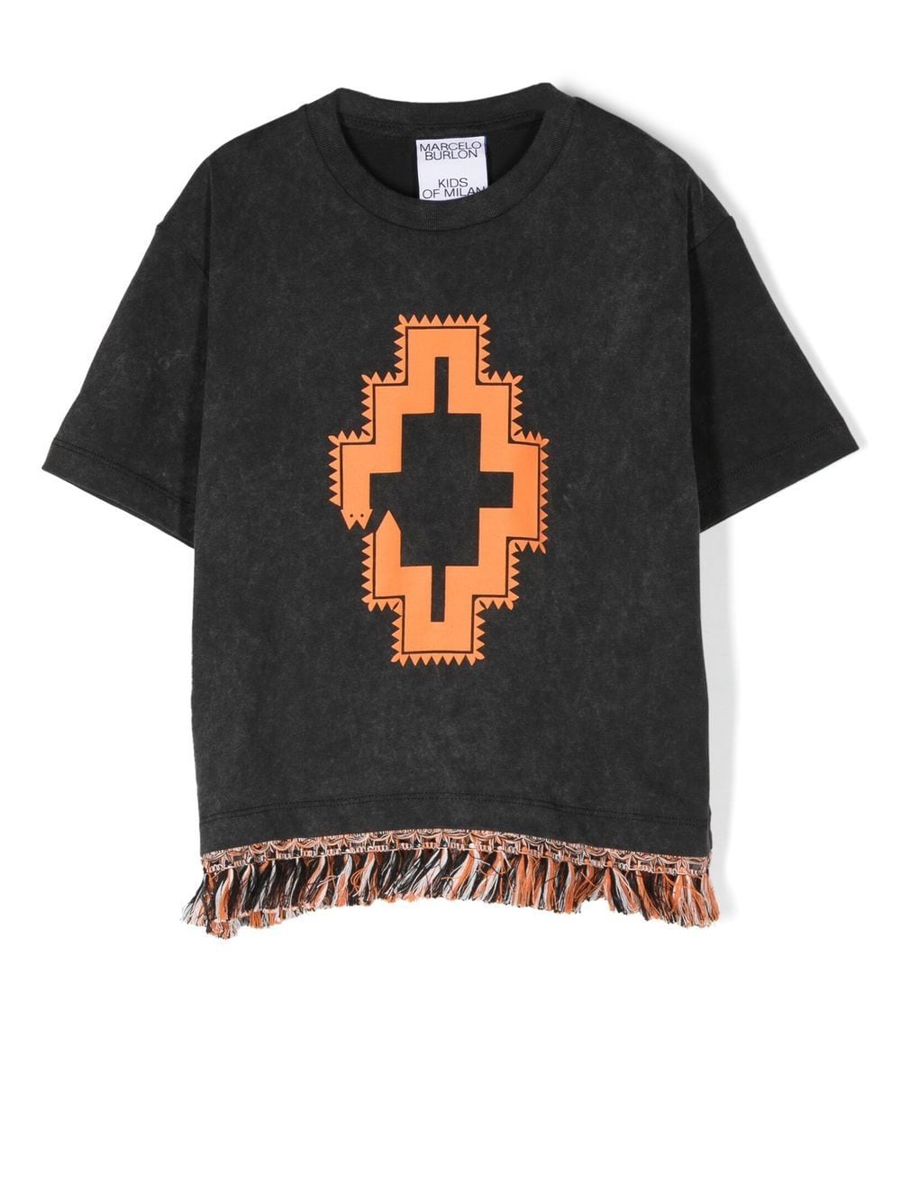 Marcelo Burlon County Of Milan Kids logo-print fringed-trim T-shirt - Black von Marcelo Burlon County Of Milan Kids