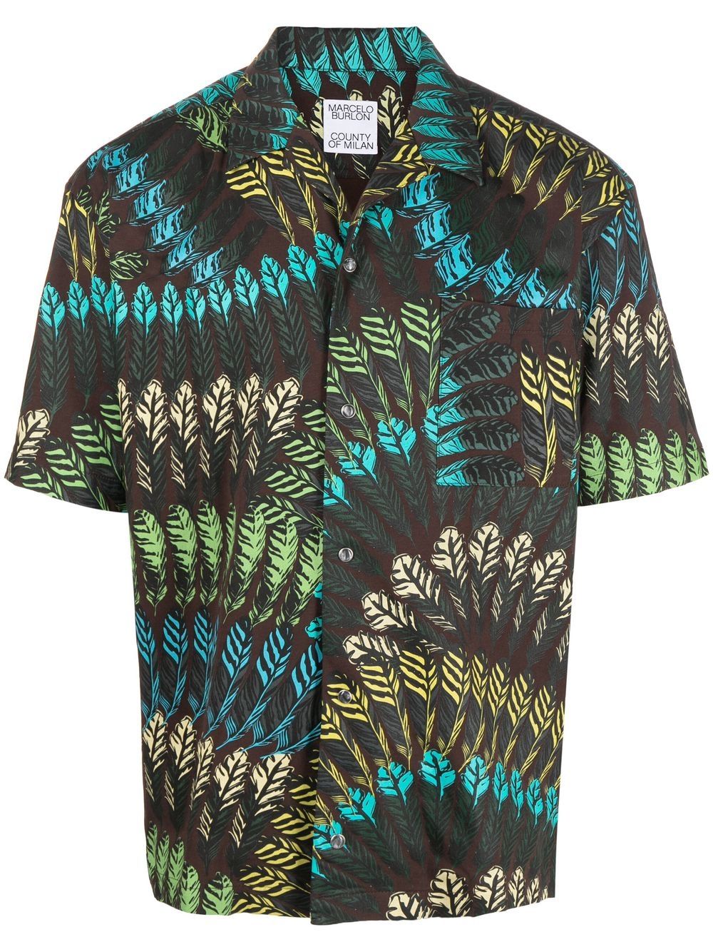 Marcelo Burlon County of Milan AOP feather short-sleeve shirt - Brown von Marcelo Burlon County of Milan