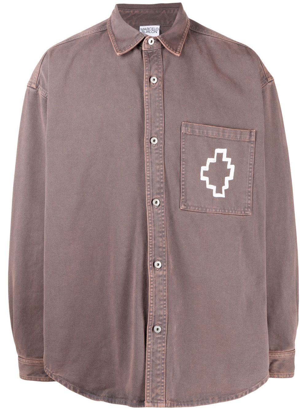 Marcelo Burlon County of Milan Cross-motif long-sleeved shirt - Brown von Marcelo Burlon County of Milan